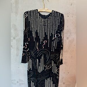 Unbelievable Vintage Beaded Sequined Formal Gown - Unmarked / No Label